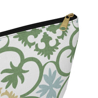 Portugal Tile Accessory Pouch w T-bottom in Green